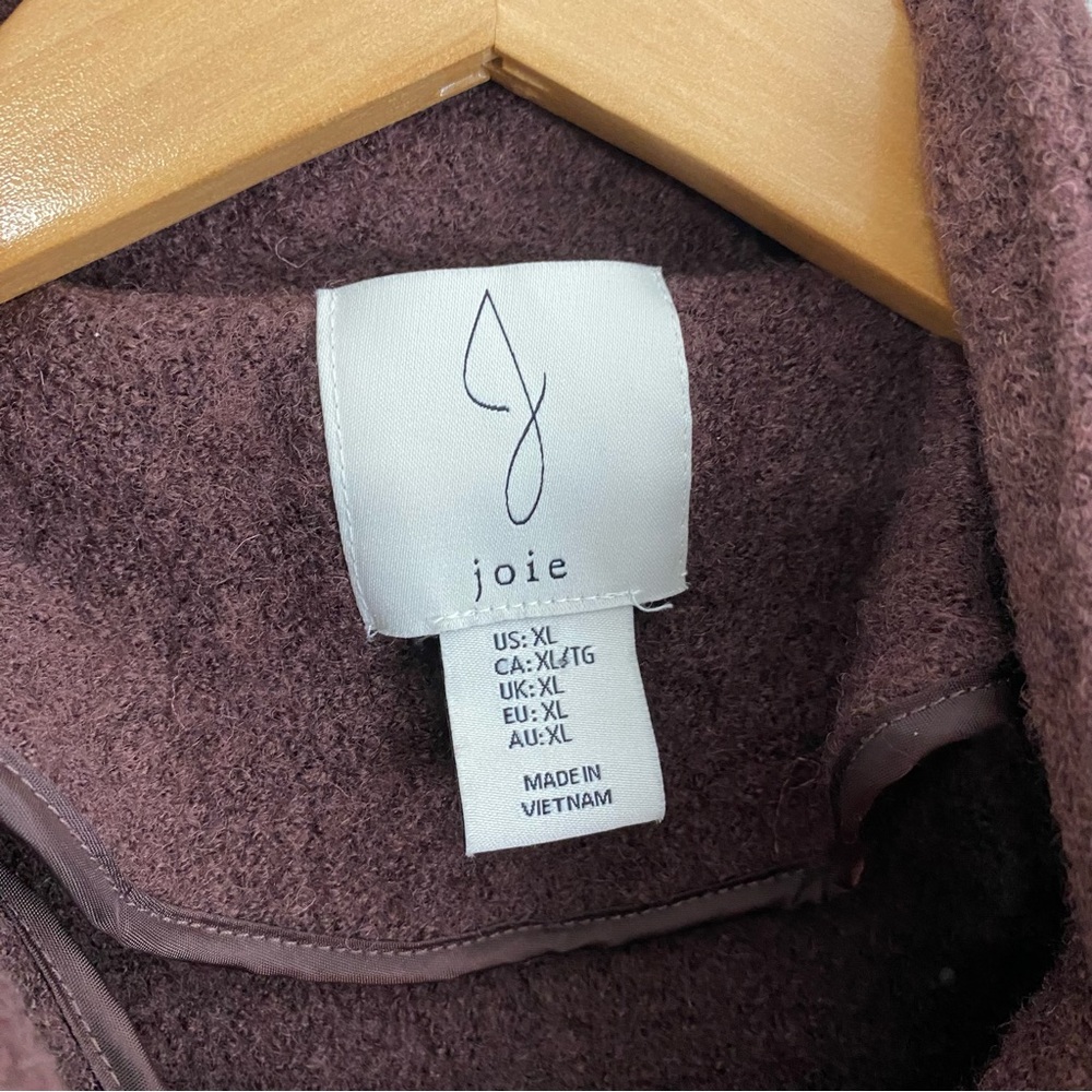 Joie Boiled Wool Blend Cropper Unlined Muted Cranberry Button Down XL - Picture 2 of 6